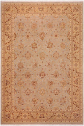 handmade Transitional Kafkaz Bluish Gray Tan Hand Knotted RECTANGLE 100% WOOL area rug 9 x 11
